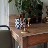 Vintage candle holder in solid golden brass