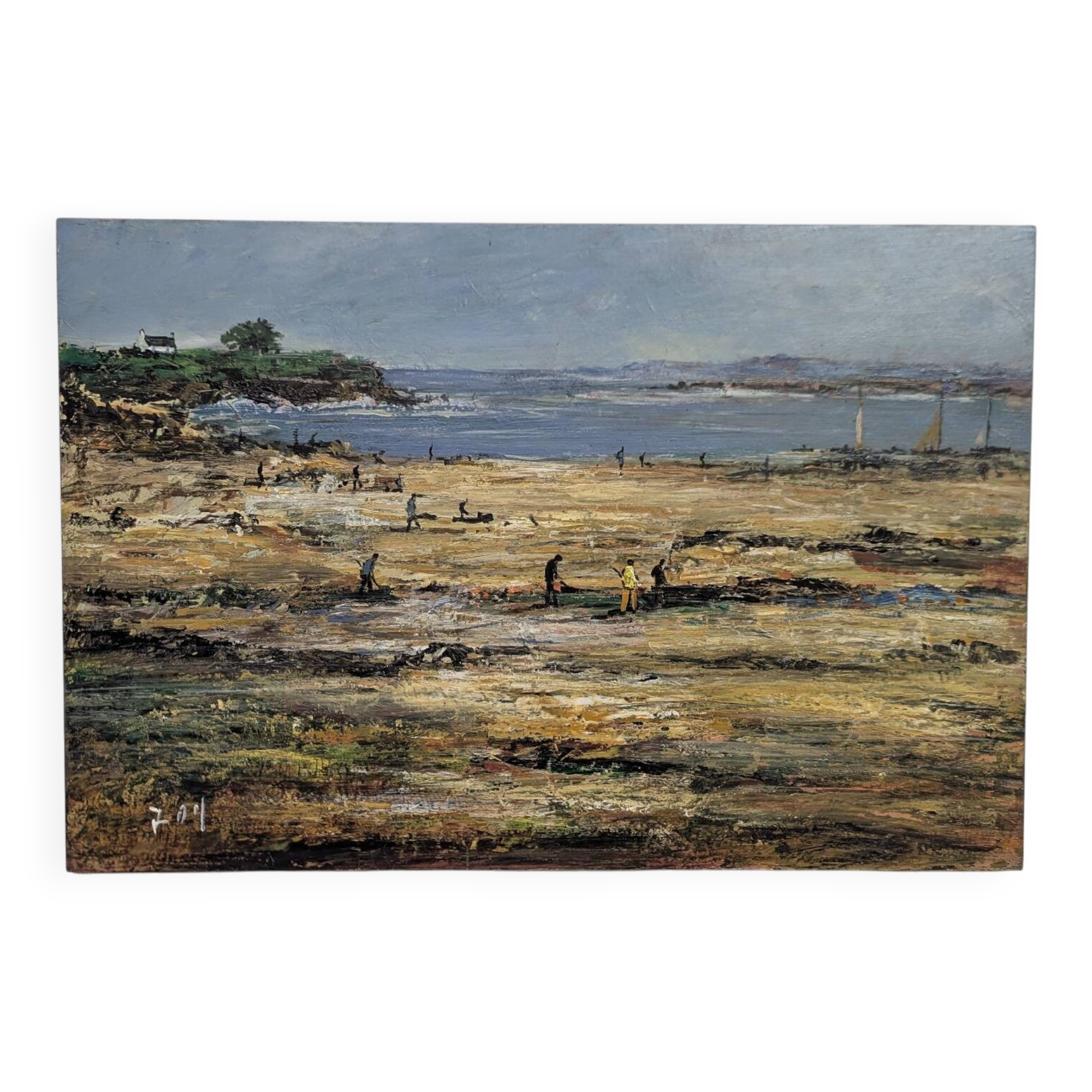 Acrylique Sur Panneau Marine Pêche Golf Du Morbihan "Roy" Bretagne Pei