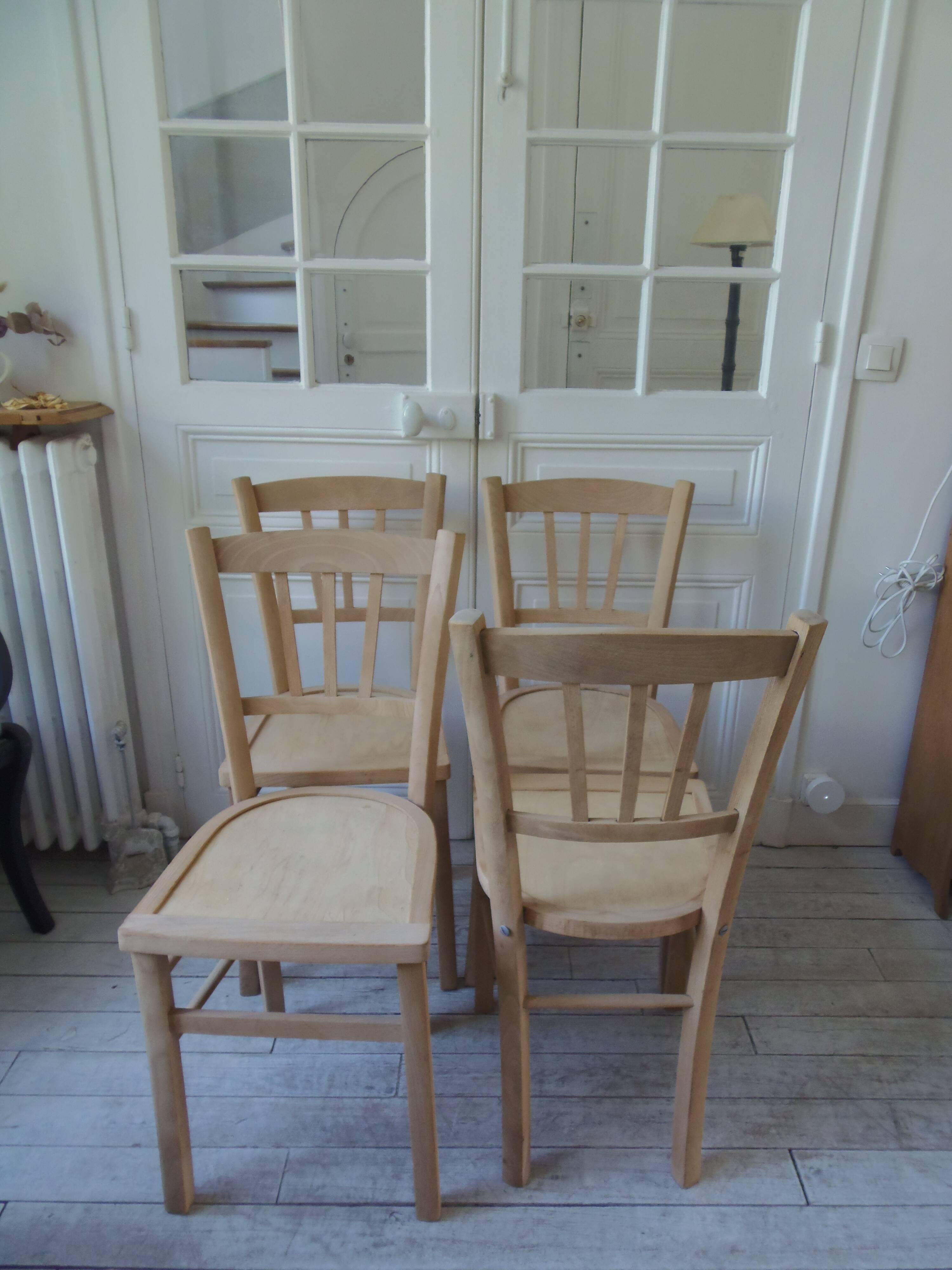 4 vintage bistro chairs in waxed beech.