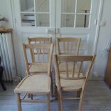 4 vintage bistro chairs in waxed beech.