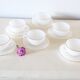 Set of 6 cups and under cups Arcopal harlequin range, white and gold, made in France