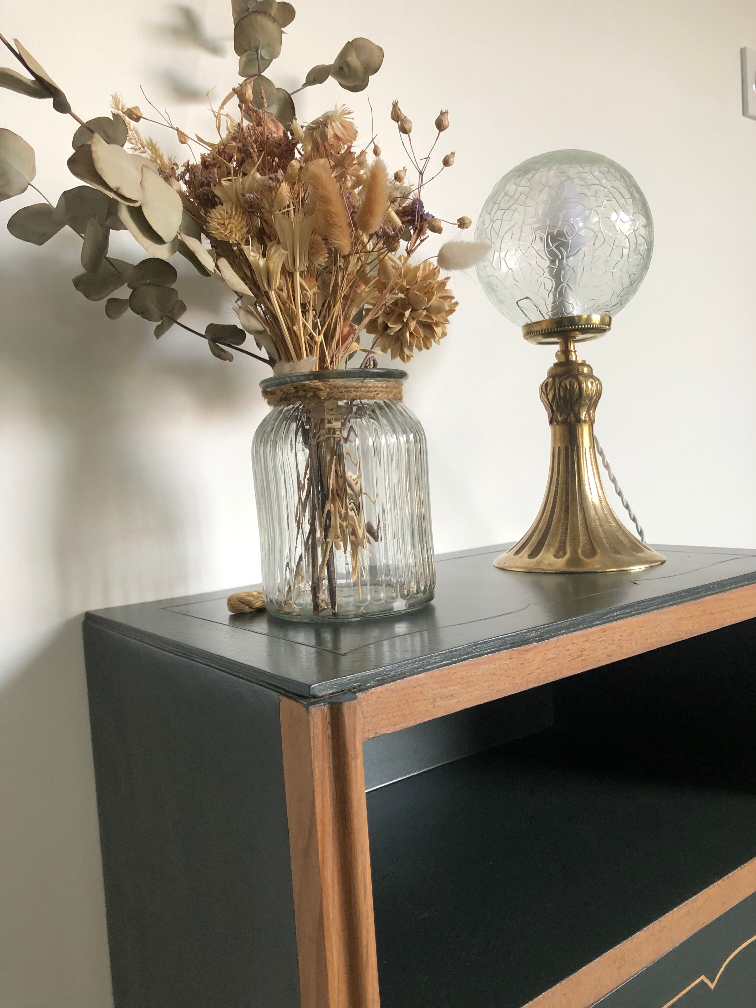 Bedside art deco obsidian green