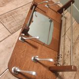 Wall cloakroom wood coat racks hooks aluminum vintage mirror