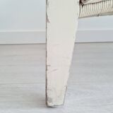 White rattan coffee table with glass top