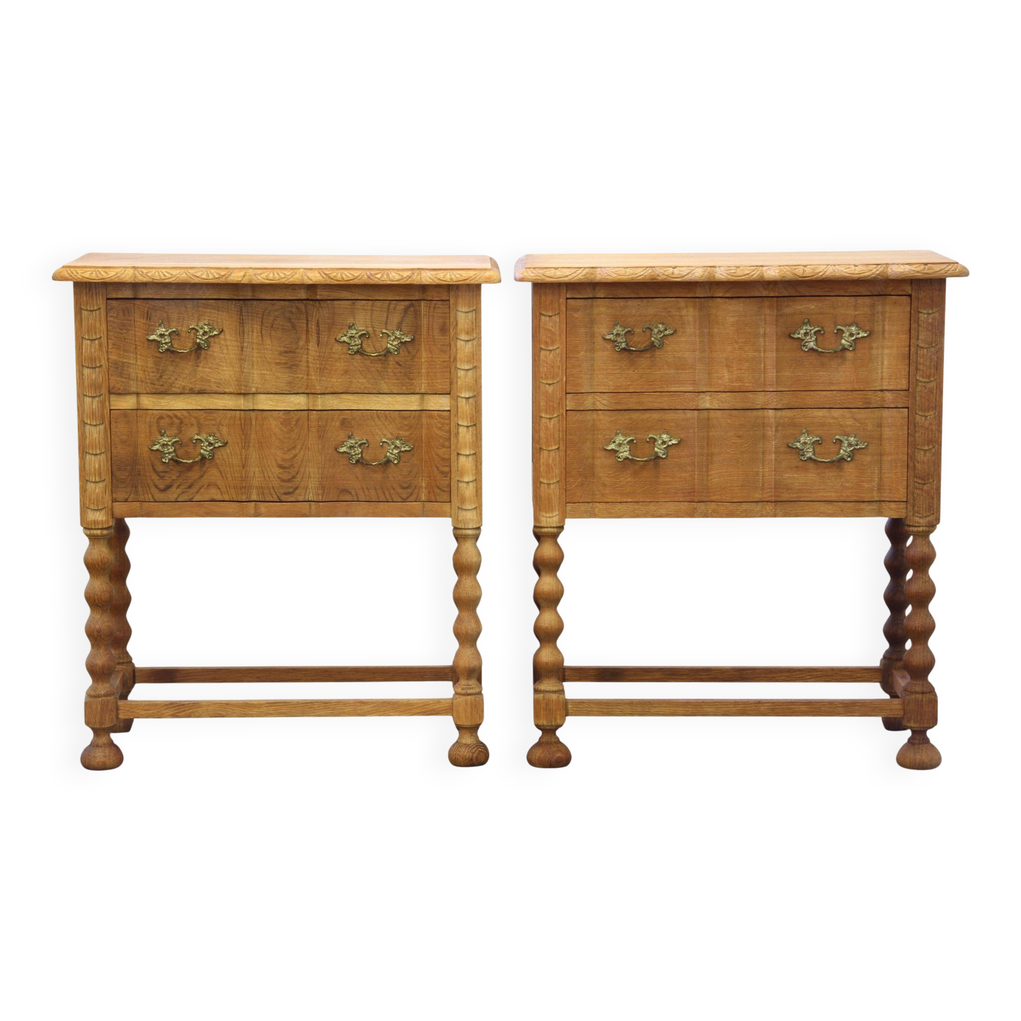Vintage 1960s Danish modern oak nightstands in the style of Henning Kjærnulf