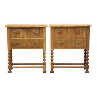 Vintage 1960s Danish modern oak nightstands in the style of Henning Kjærnulf