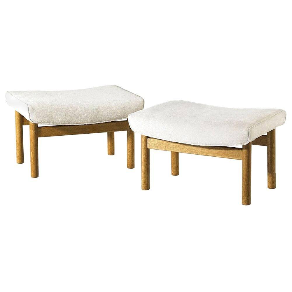 Pair of oak stools in modern Scandinavian style made by Willy Beck.