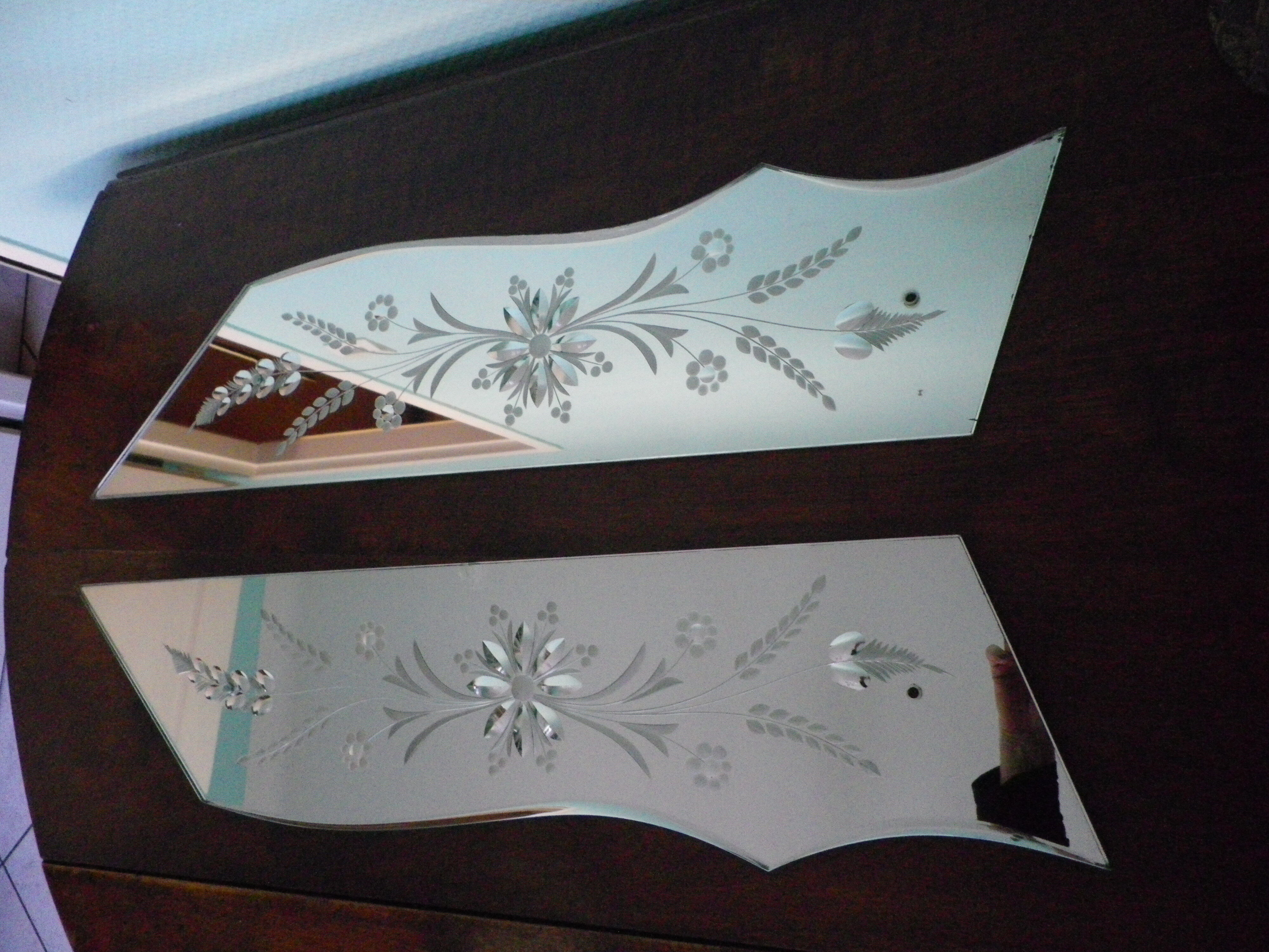 Double Venetian mirror, asymmetrical, beveled