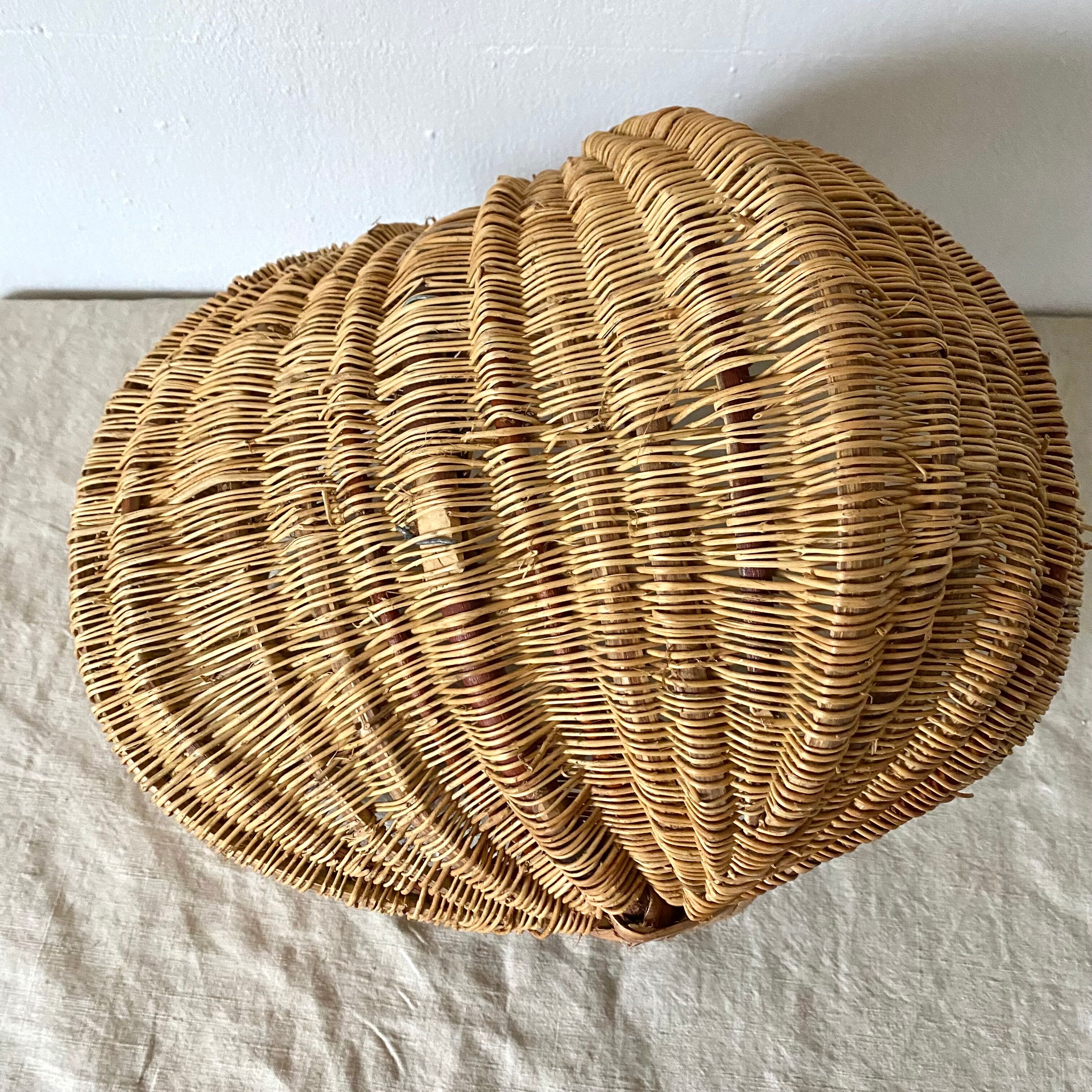 Old basket in woven wicker