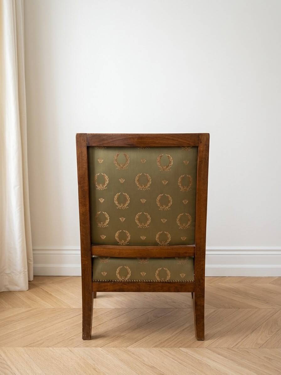 Regency green armchairs in solid wood