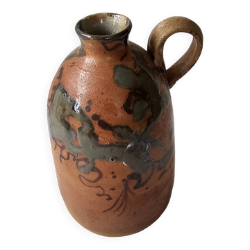 Vase Soliflore à anse en céramique signature à identifier