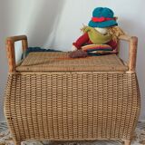Coffre de rangement en osier vintage