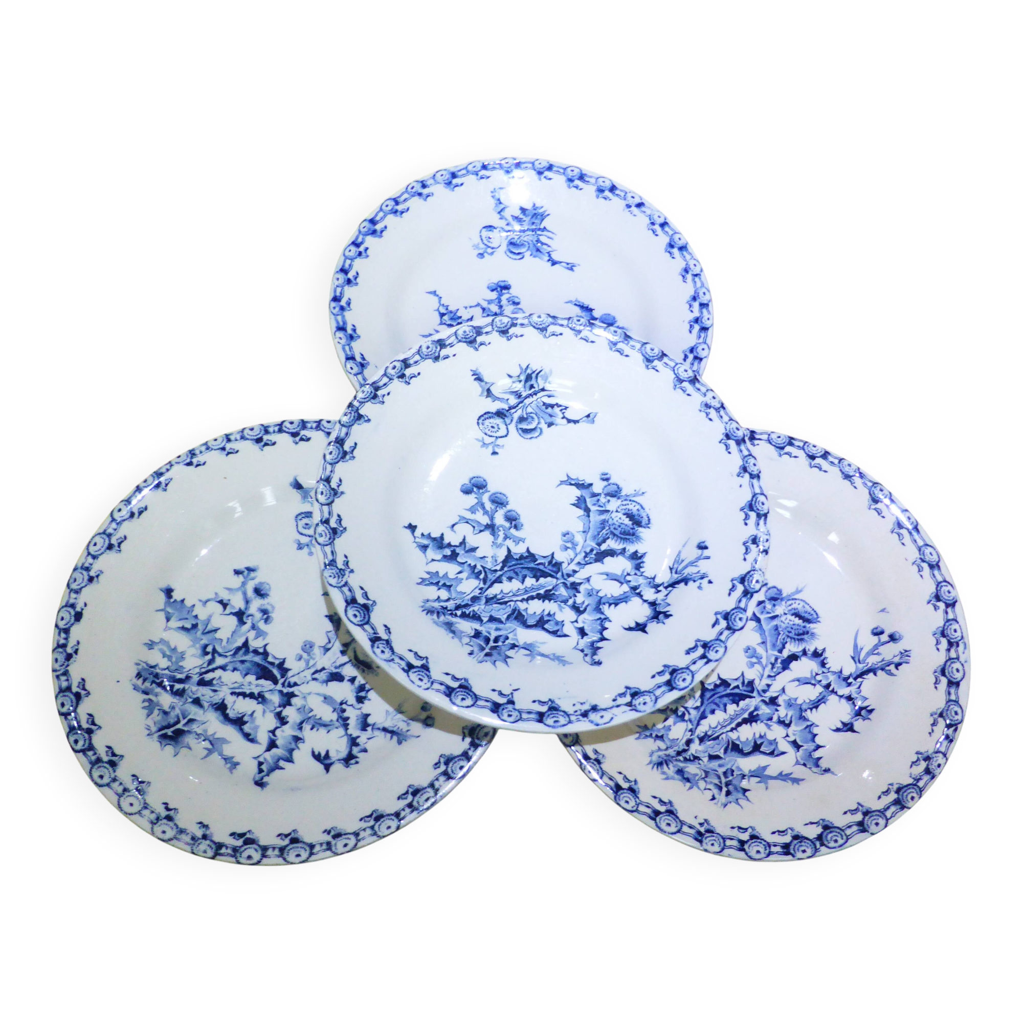 4 Gien flat plates, Chardons service 1