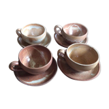 Series of 4 stoneware coffee cups