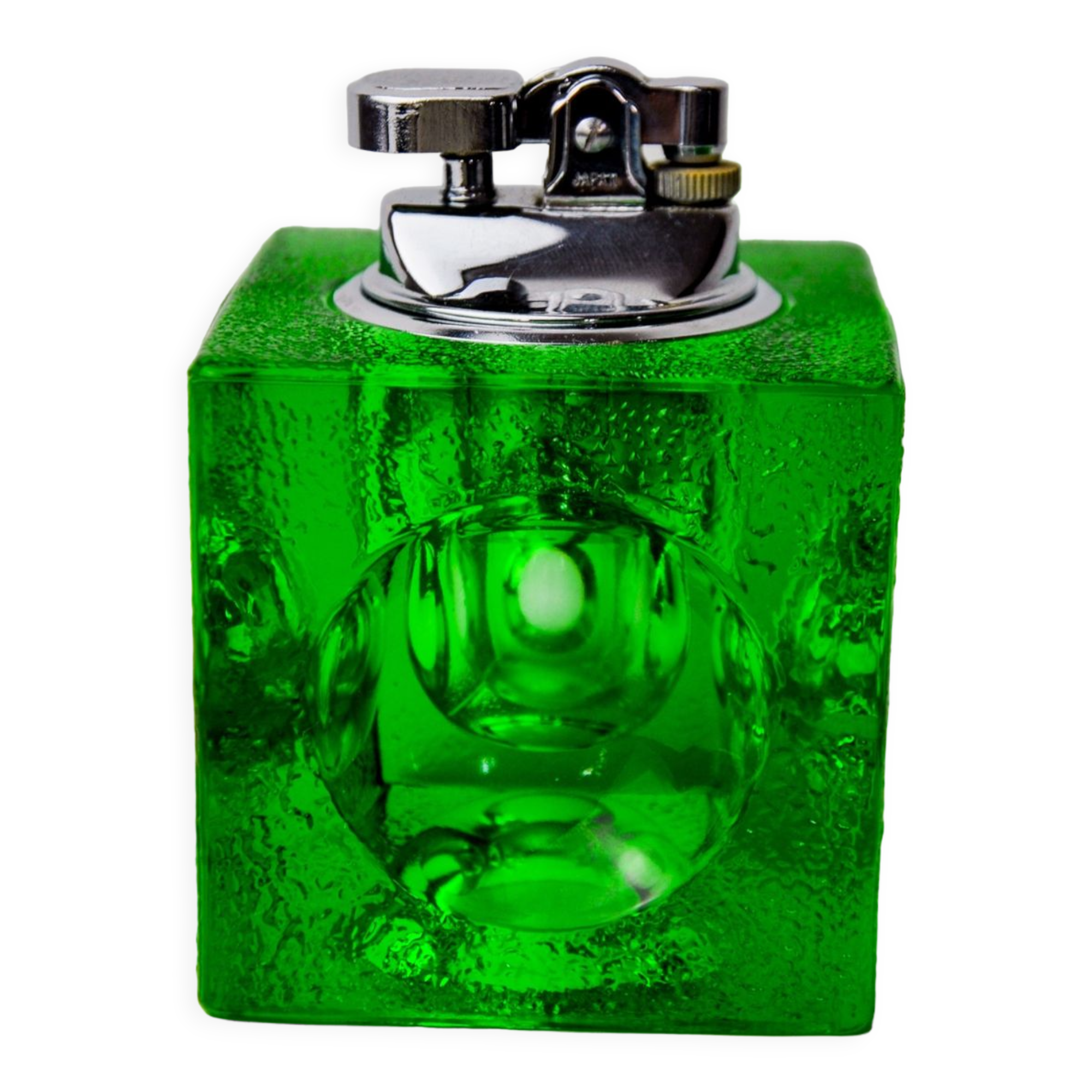 Green ice lighter by Antonio Imperatore, murano glass, Italy, 1970