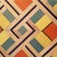 Wooden table with geometric decoration