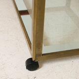 Table basse en laiton, verre et miroir 1970