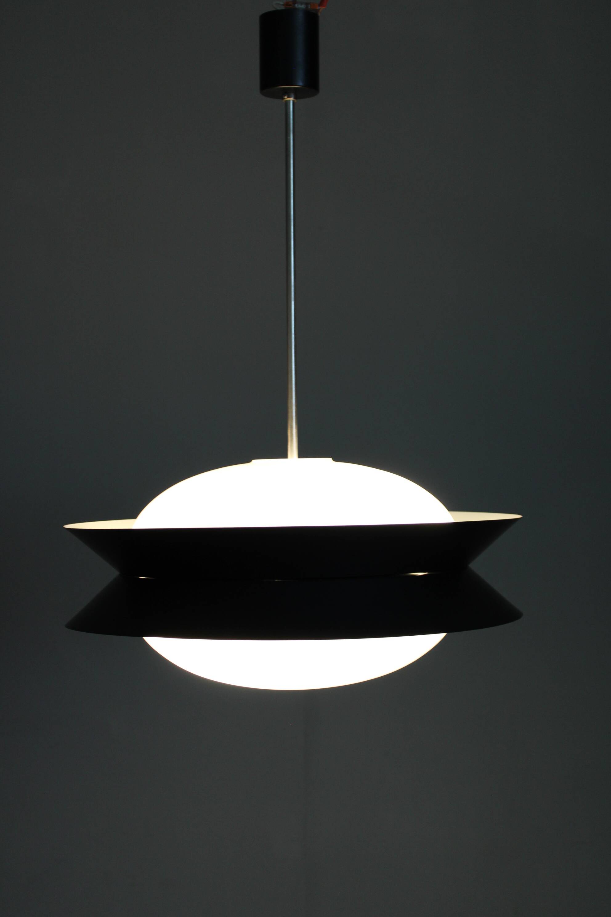 1950s Josef Hurka UFO pendant light for Napako, Czechoslovakia