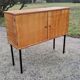 Buffet of the 60s in blond oak metal feet with square section