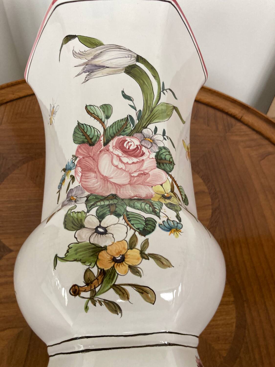 Lallier Moustiers hexagonal vase H 29cm