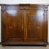 Napoleon III period colonial buffet in marquetry with orientalist decorations