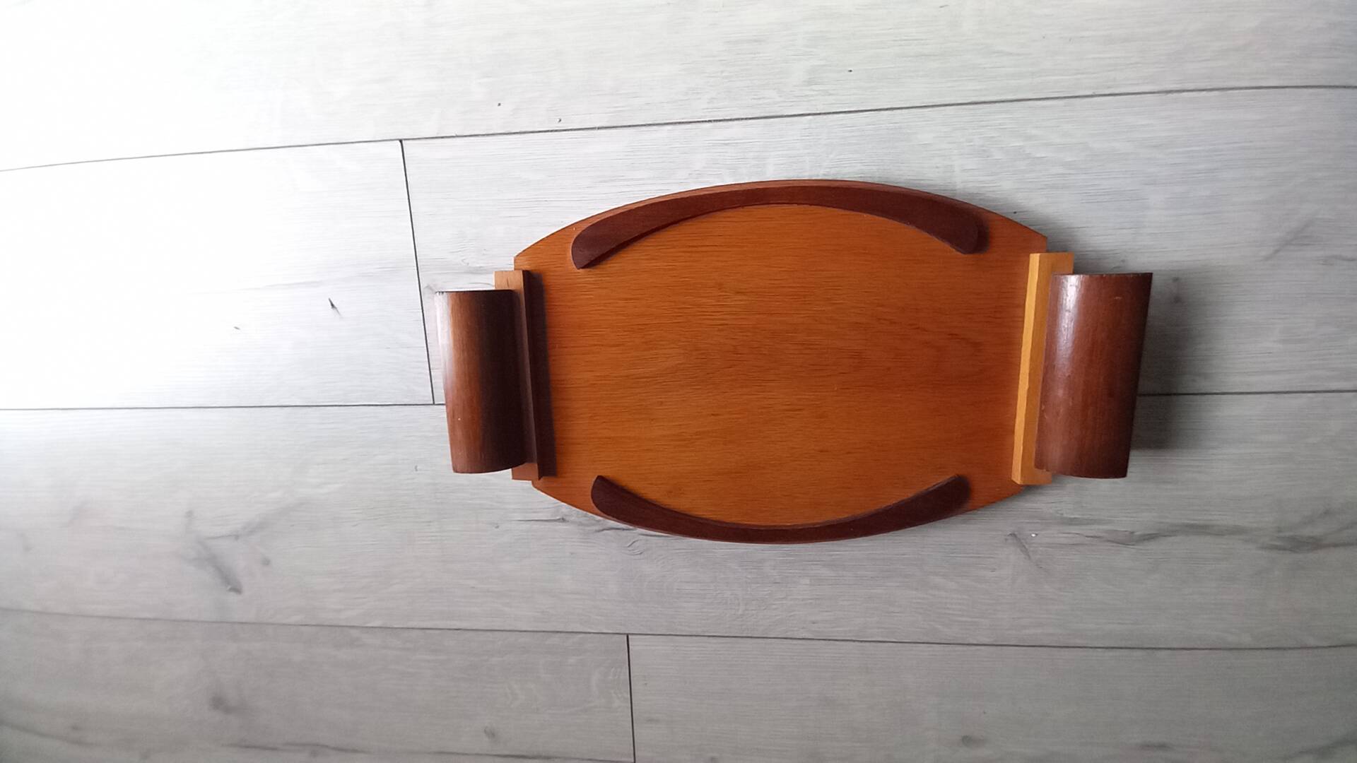 Vintage wooden marquetry serving tray - Art Deco 1930s