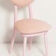 Mid-century heart-shaped chair, light pink chenille fabric, painted pink wood, Europe, 1960s.