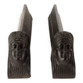 Pair of fireplace andirons in iron Europe 20th century