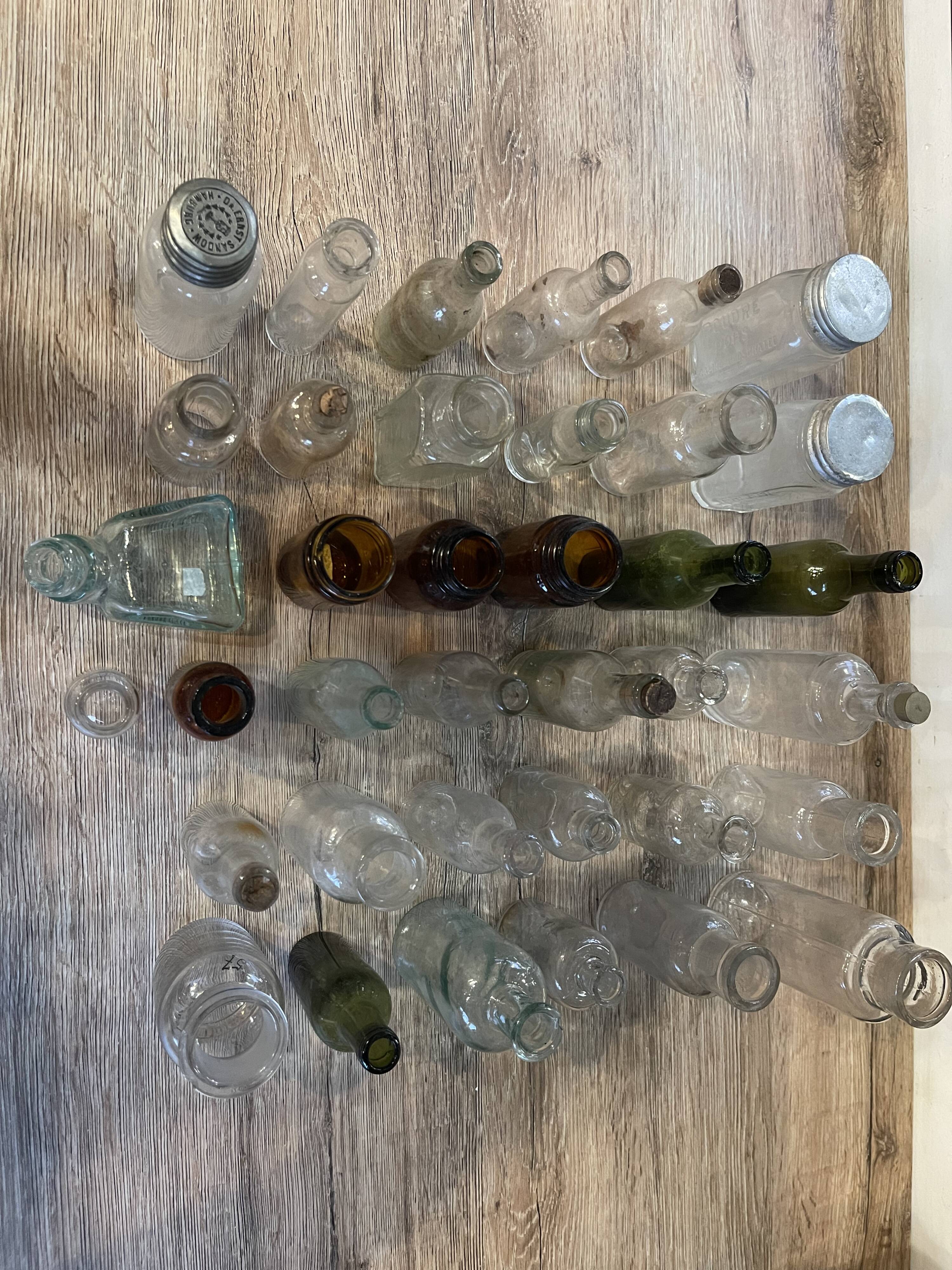 Lot 37 vials small glassware decor pharmacy 1920'