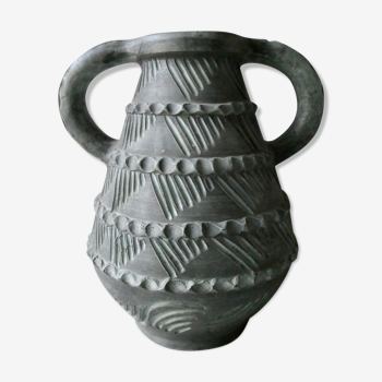 Vase en terre cuite patinée, style brutaliste, Gerunda Spain, hauteur 31 cm