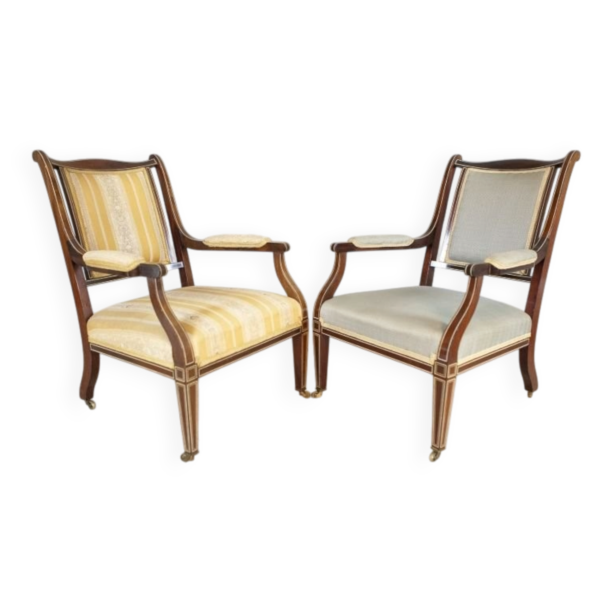 Set of 19th Century English Armchairs in Sheraton Style