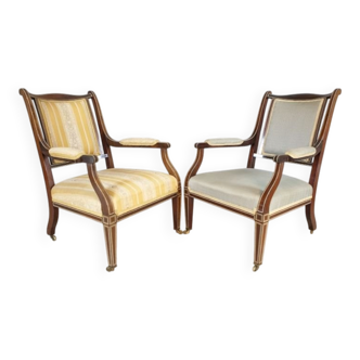Set of 19th Century English Armchairs in Sheraton Style