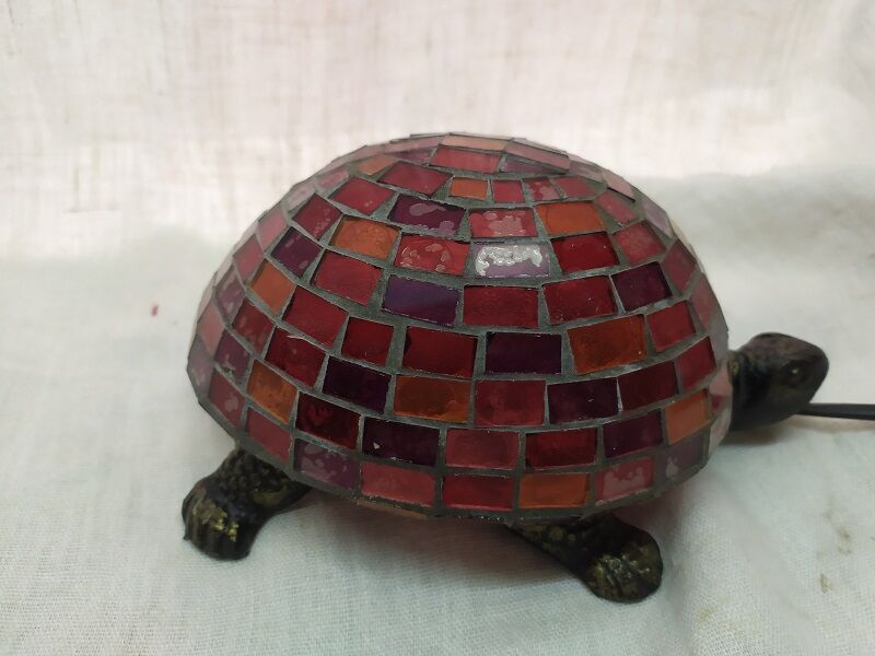 Glass turtle lamp mosaic cast iron Red watch