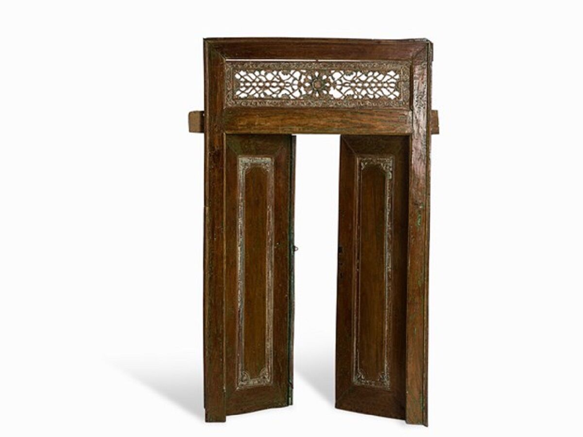 Antique pair of patinated teak doors, 1900
