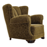 1950s, Danish vintage relax chair in green fabric, original condition.