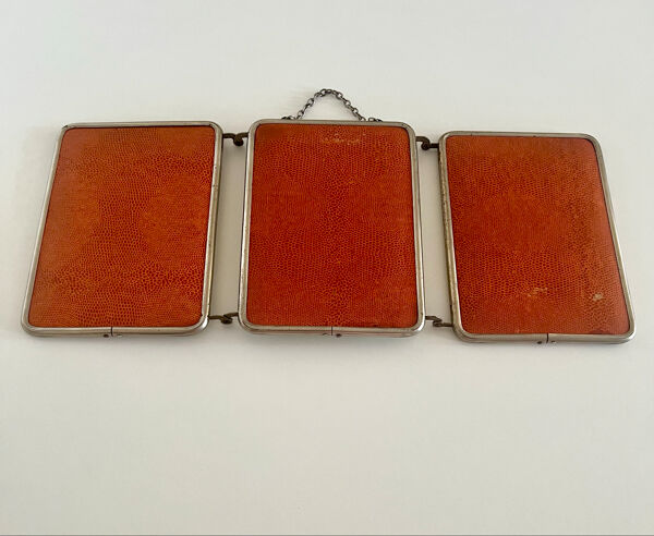 Miroir triptyque de barbier ancien Art Déco années 1920/30 – gainage o