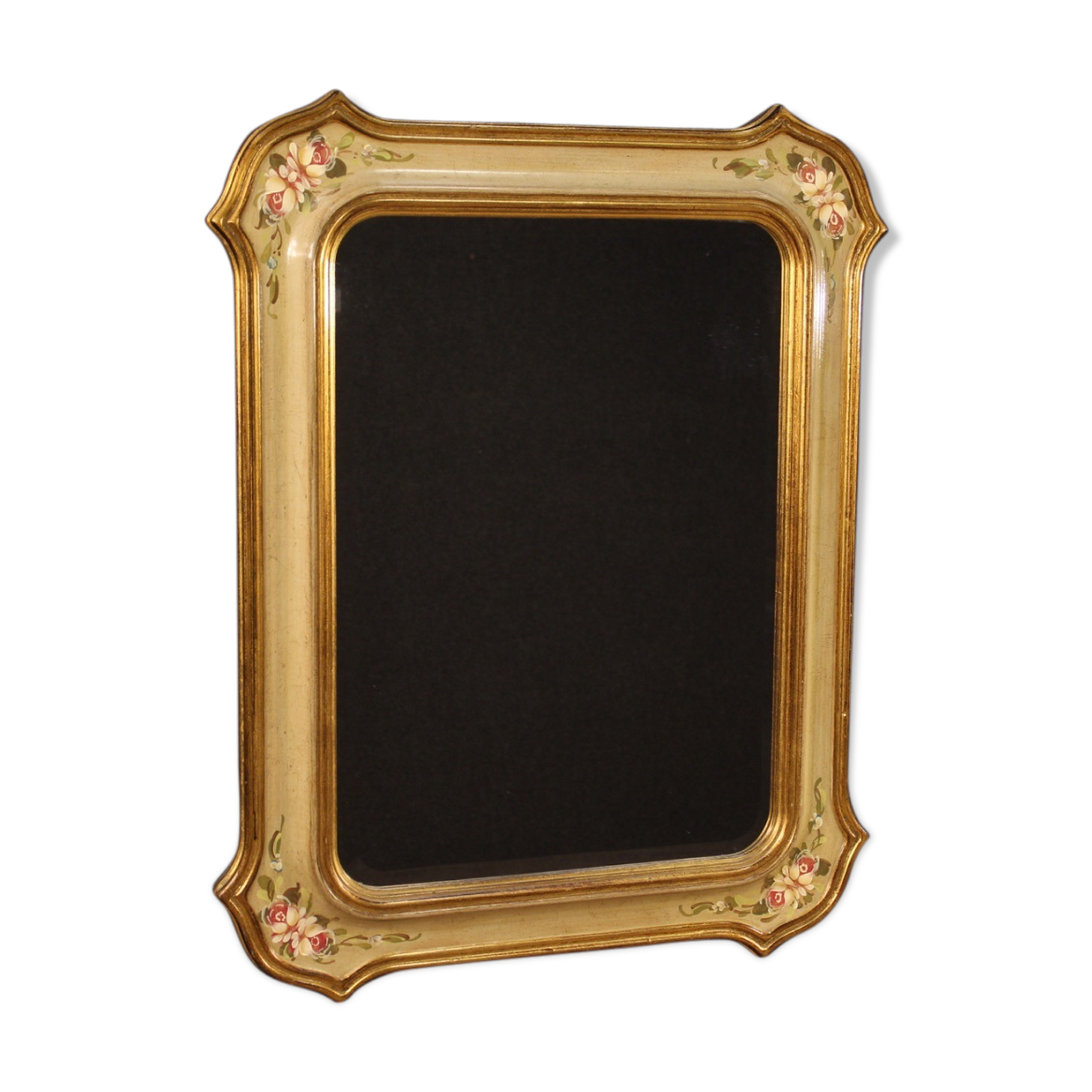 Miroir laqué, doré et peint italien - 93x73cm