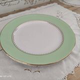 Round plate with aqua green rim and golden frieze, Cafés Lemaire.