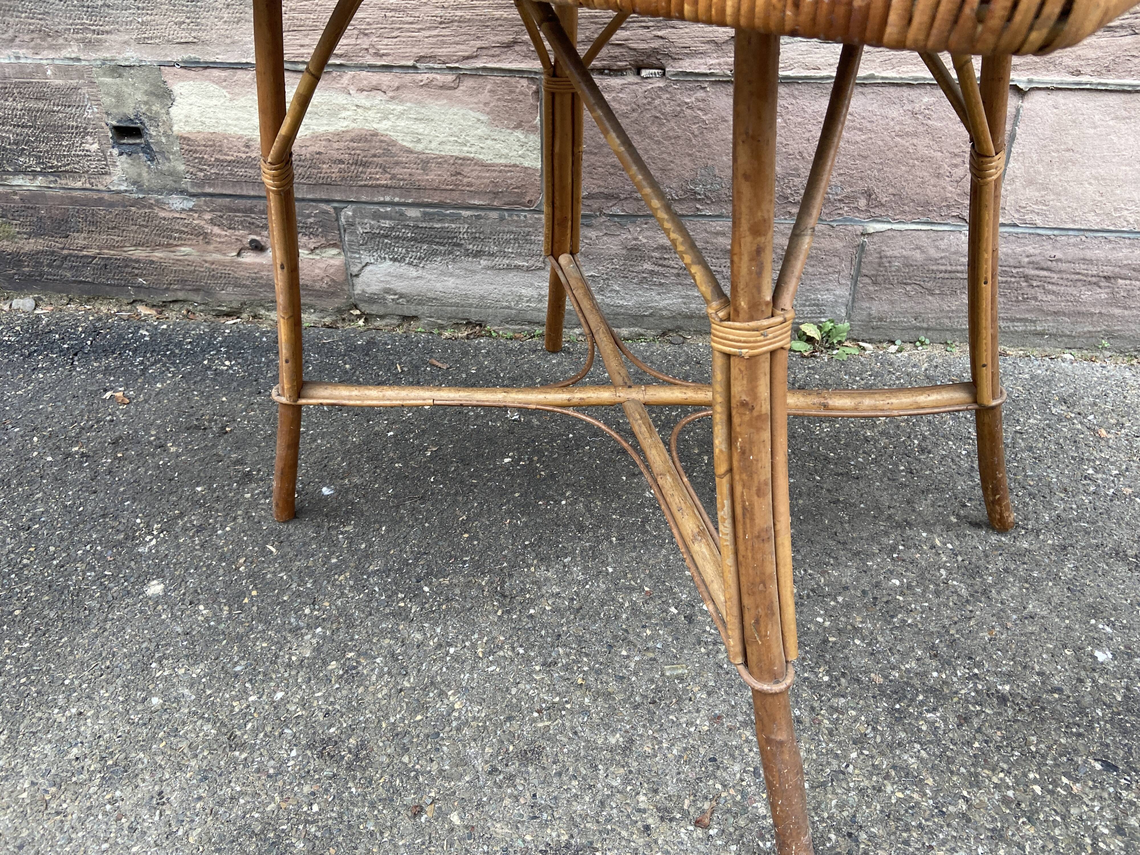Vintage bamboo & rattan table 1950