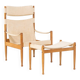 Safari chair in oak and footrest by Niels Eilersen for Erik Wørts