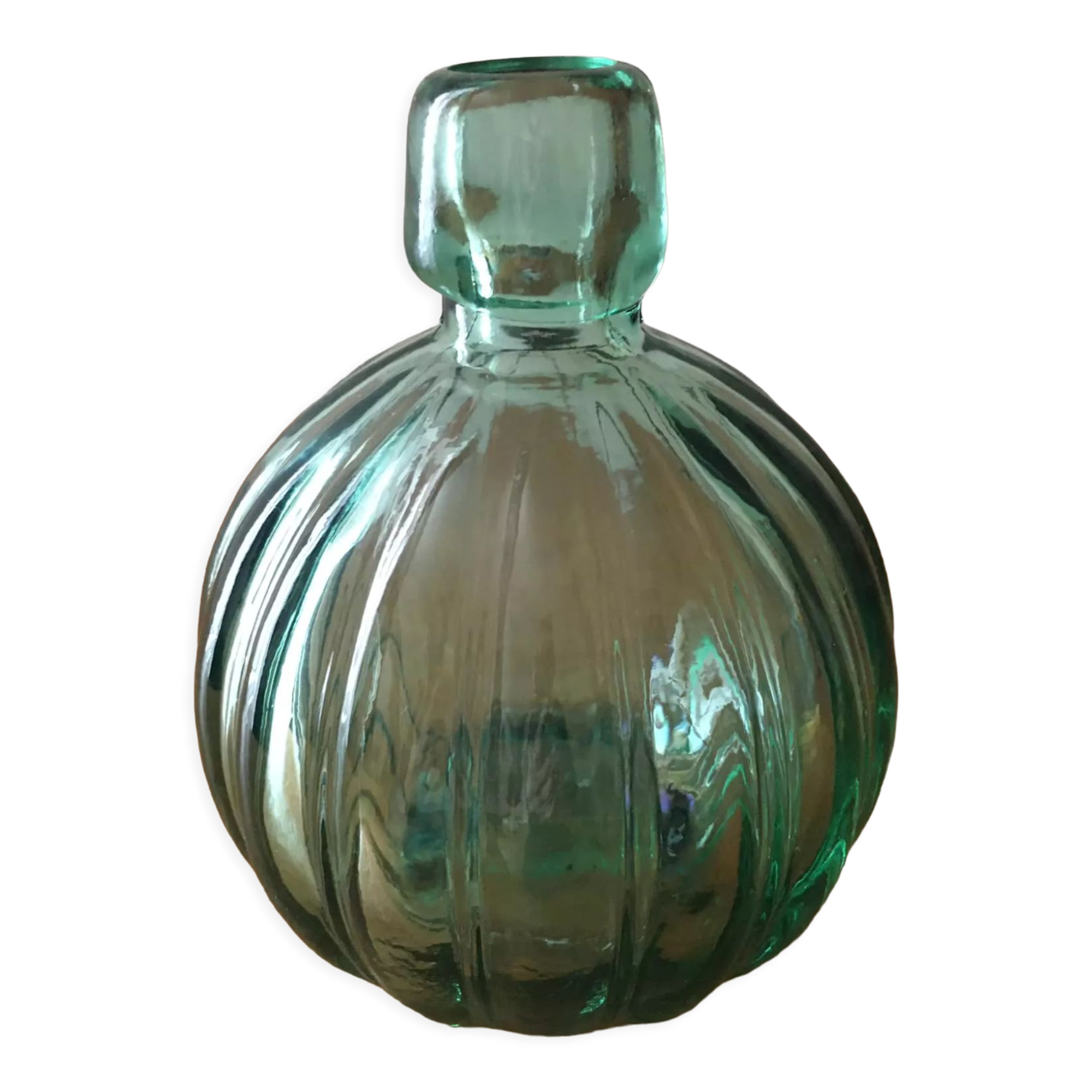 Smoked green transparent glass vase