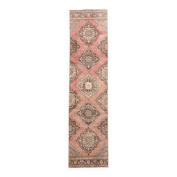 3x12 Red & Brown Rustic Persian Runner Rug, 94x376Cm
