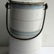 Art Deco milk pot, white and blue enamelled milk plate signed Etoile PEN