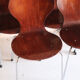 5 chaises style fourmi en contreplaqué moulé et métal chromé, esprit s