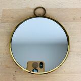Mirror barber round strapping brass gilded
