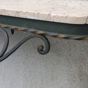 Console of wall lamp of the 50s in wrought iron and marble top