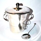 Seau à glaçon vintage en métal argenté glaceur rafraichisseur glace bar