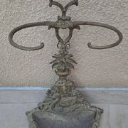 Bronze and brass umbrella stand decorated with a swan