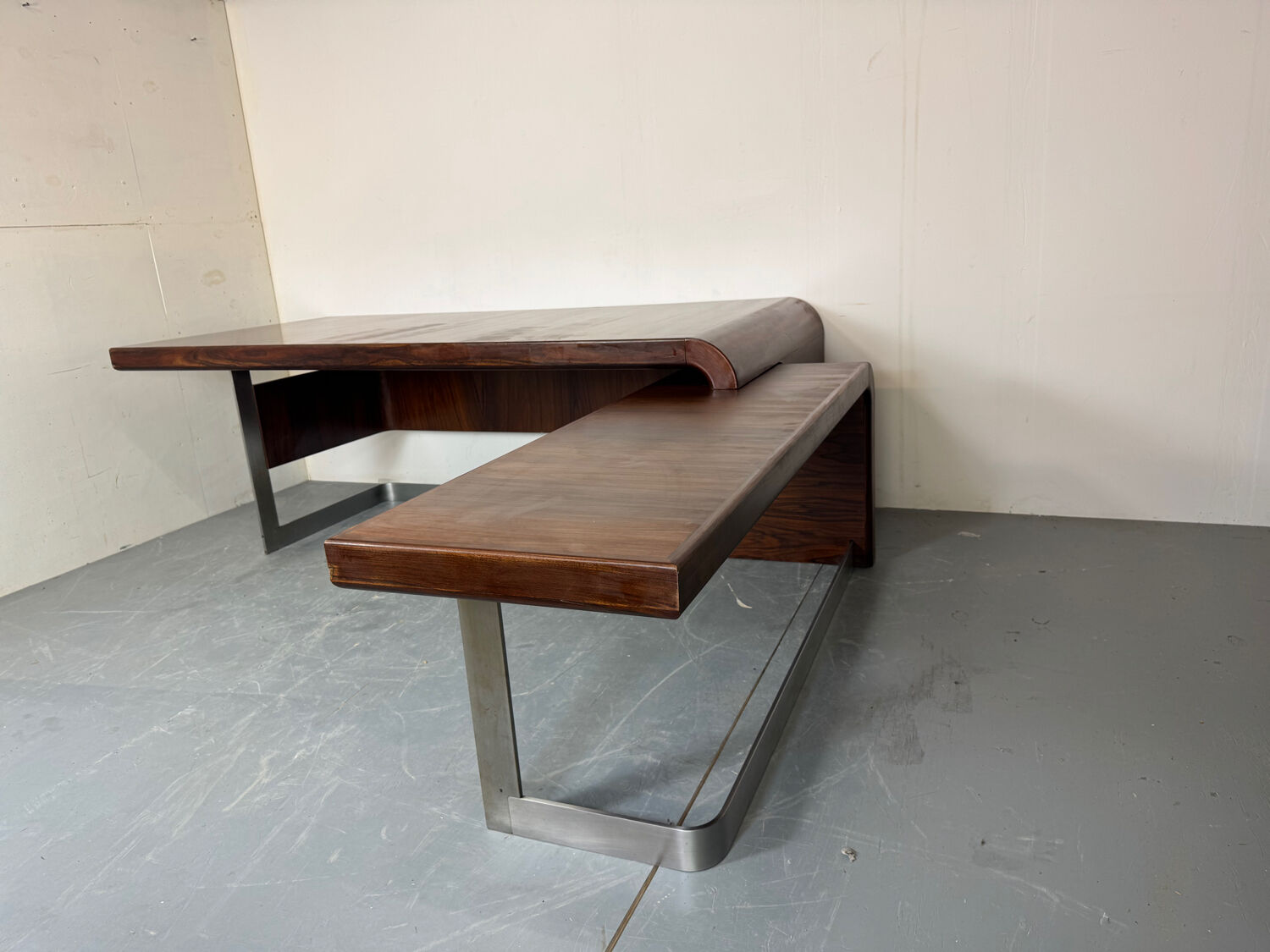 Vintage Danish design mid century wood steel Sibast executive desk