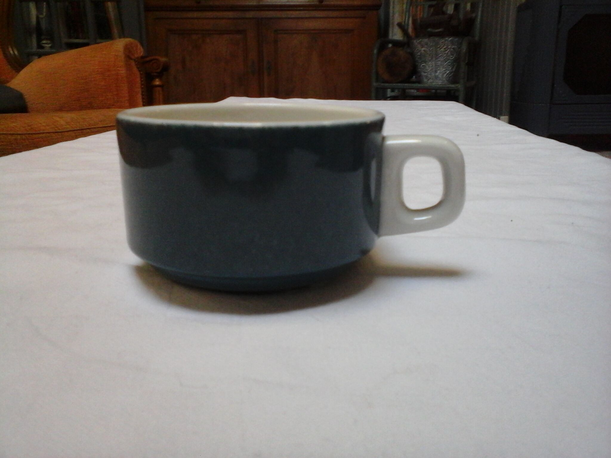 4 tasses bistrot bleu nuit et blanches